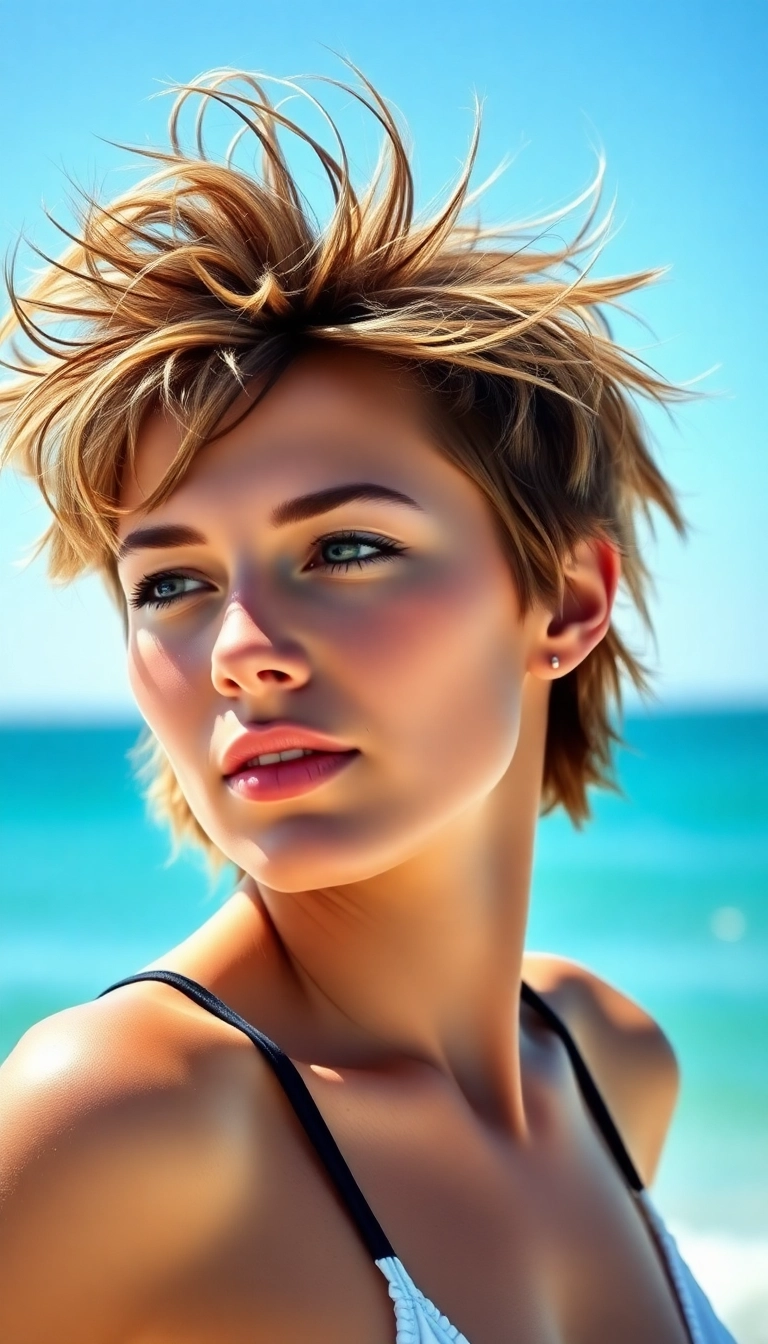 Get Inspired: 34 Trendy Spiky Pixie Haircut Ideas for a Fresh Look! - Beachy Spikes