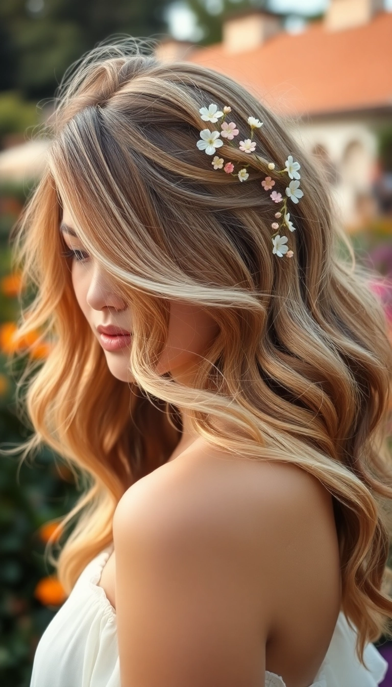 31 Stunning Greek Goddess Hairstyles That'll Make You Feel Like a True Diva! - 1. Soft Waves with Floral Accents