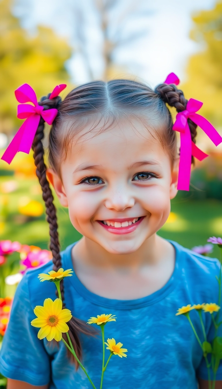 34 Easy and Fun Elsa Hairstyles for Kids That They'll Absolutely Adore! - Braided Pigtails with Ribbons