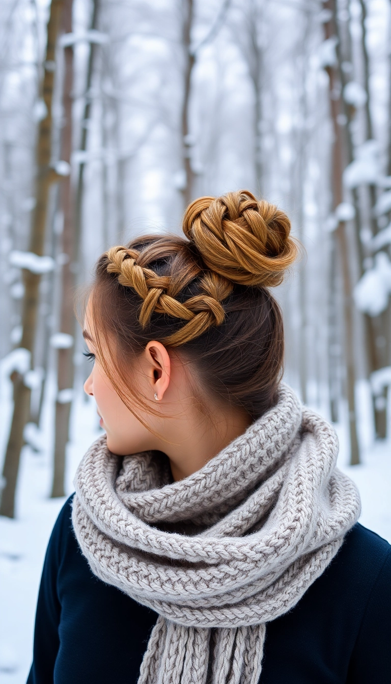 32 Stunning Winter Hairstyles That Will Make You Look Like a Snow Queen! - 17. Whimsical Braided Bun