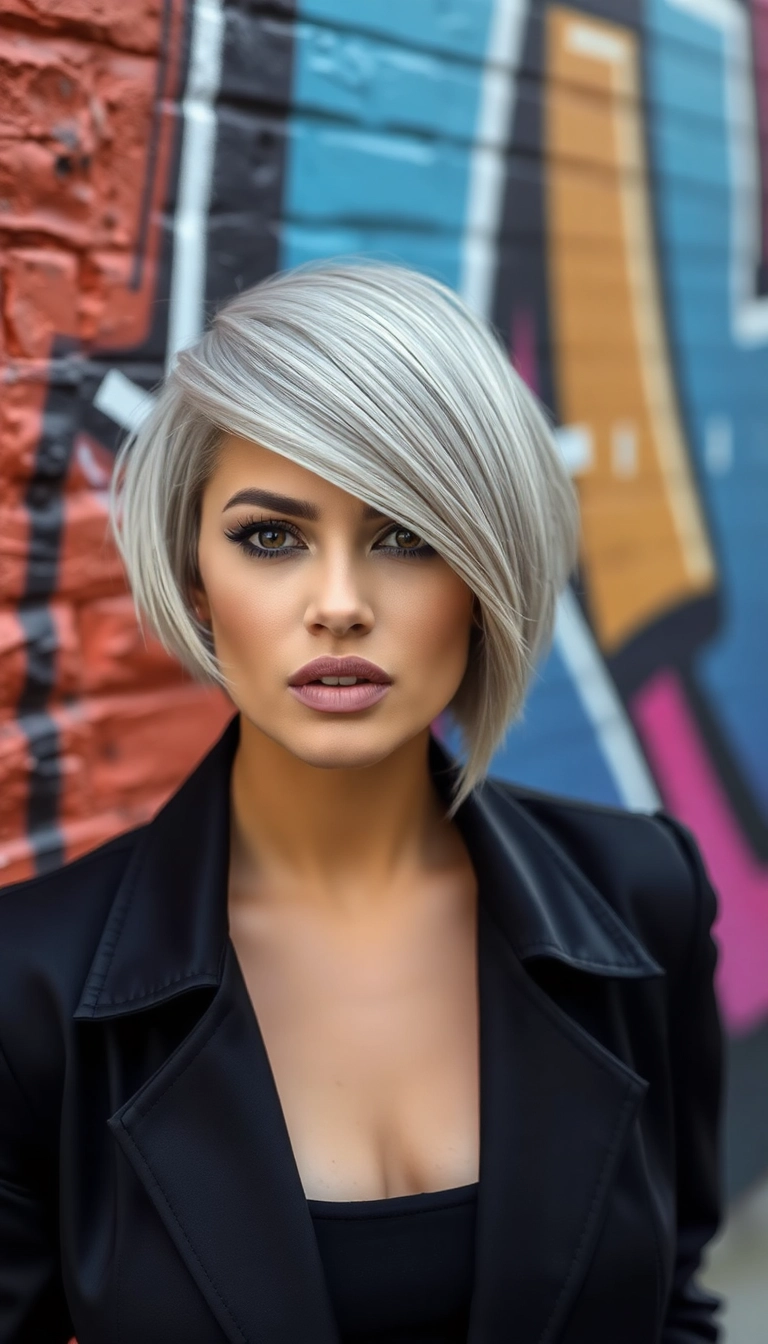 33 Grey Bob Hairstyles That'll Make You Ditch Your Old Look (You Won't Believe #12!) - 3. Asymmetrical Bob