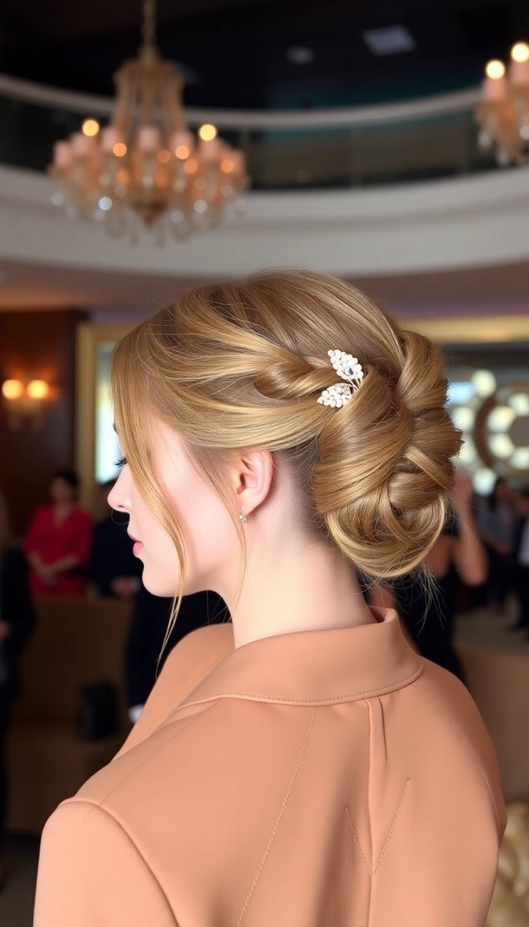 37 Must-Try Formal Hairstyles for Medium Length Hair (You'll Love #22!) - 28. Half-Up Twisted Bun