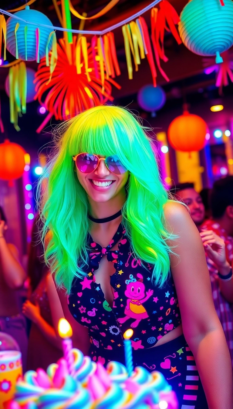 38 Birthday Wig Hairstyles That Will Steal the Show on Your Special Day! - 31. Bright Neon Colors