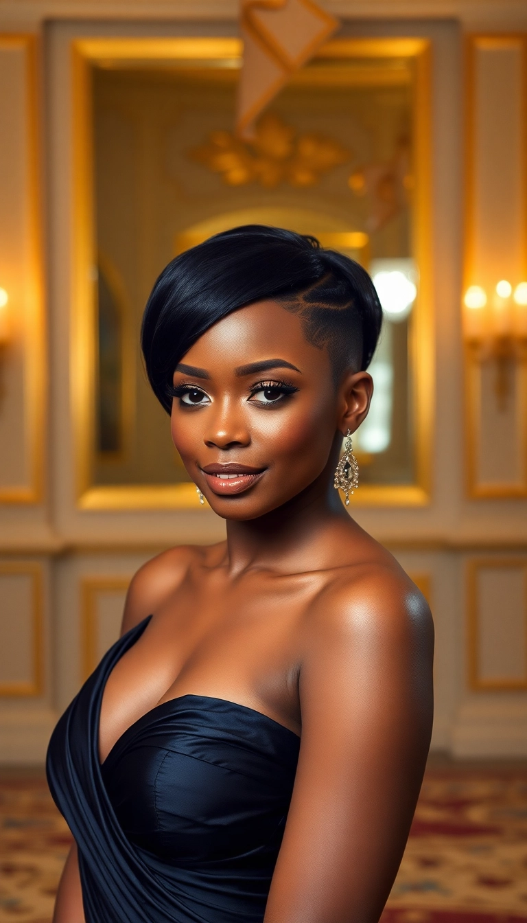 35 Trendy Short Pixie Haircuts for Black Women You Need to Try Now! - Sophisticated Pixie with Low Fade