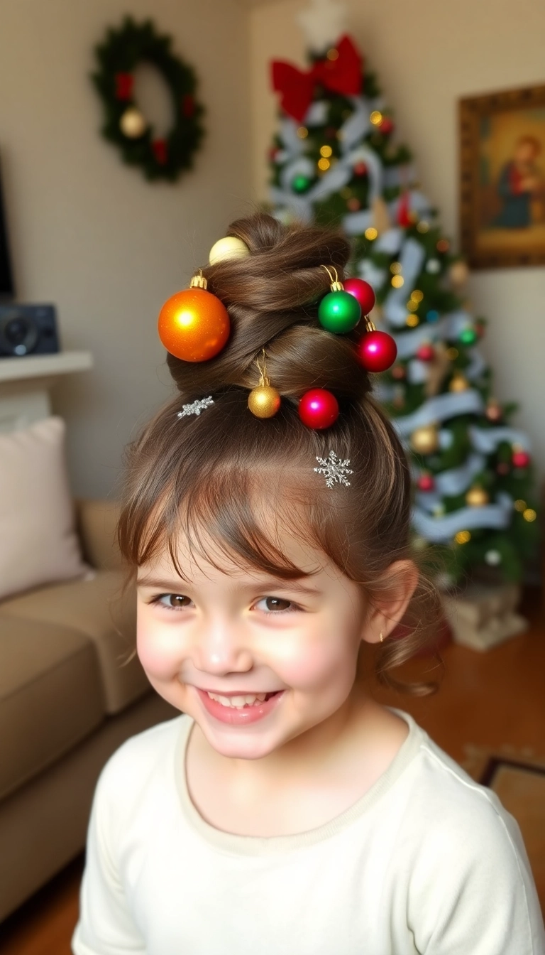 38 Adorable Christmas Hairstyles for Kids That Will Steal the Show! (You Won't Believe #16!) - 2. Christmas Tree Bun