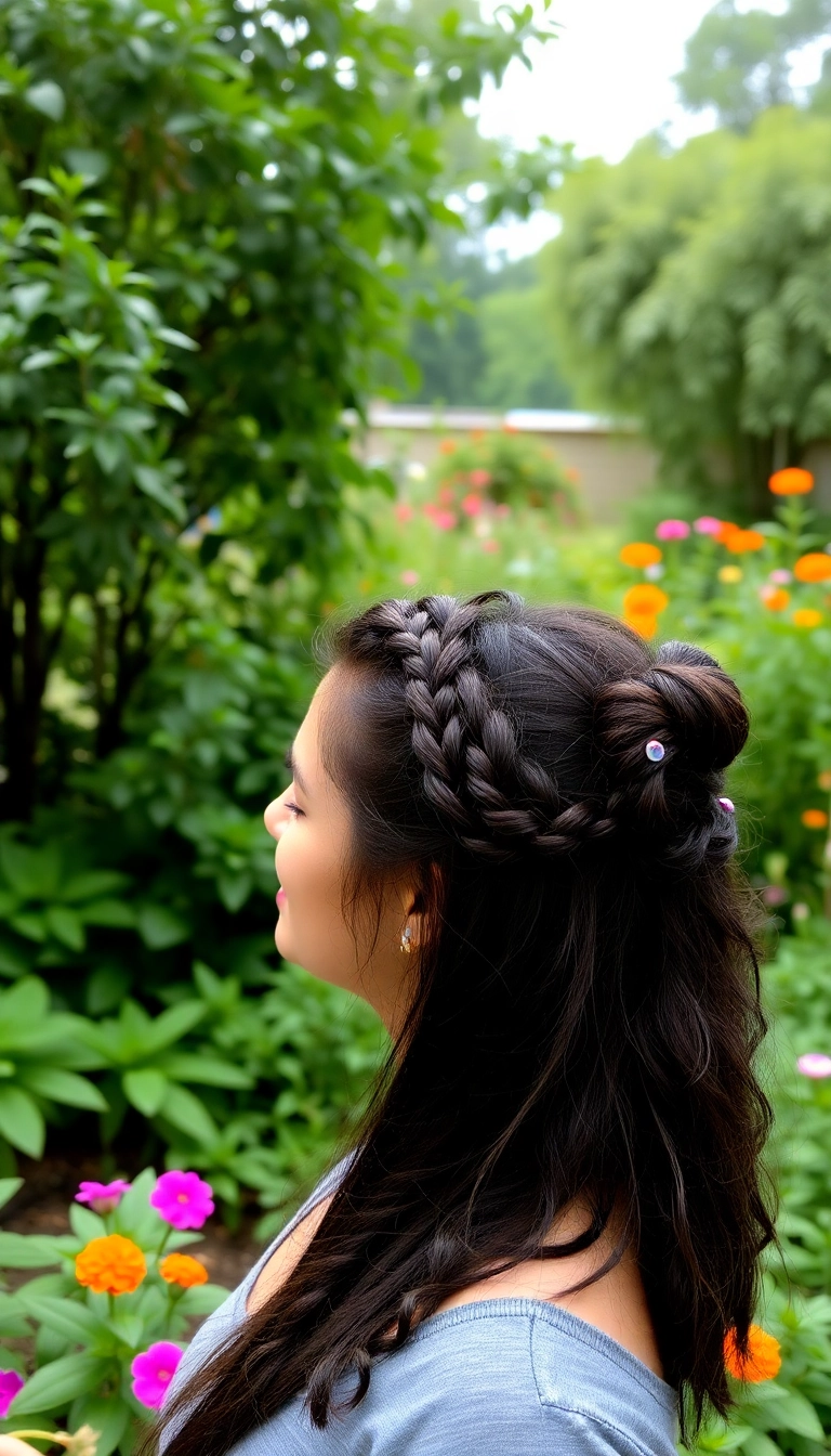 32 Effortless Medium Length Hairstyles You Can Rock Every Day! - 26. Braid and Bun Combo