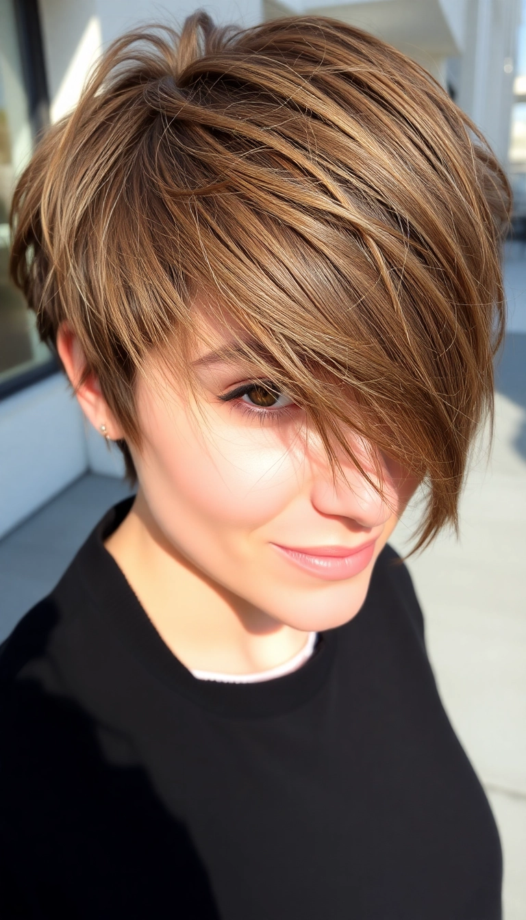 38 Short Pixie Haircuts for Fine Flat Hair That'll Make You Want to Chop It All Off! - Choppy Pixie with Side Bangs