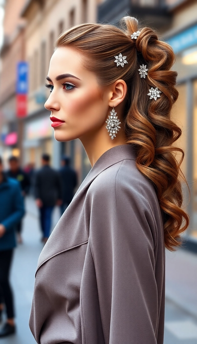 39 Belle Hairstyle Ideas That Will Make You Feel Like a Princess! - Sparkling Side Ponytail