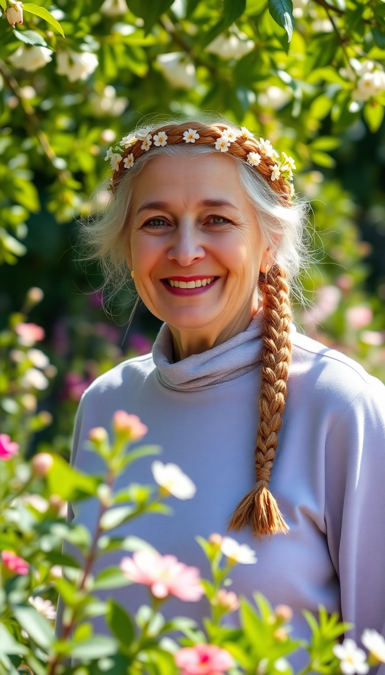 35 Effortless Hairstyles for Women Over 70 That You'll Love to Wear! - 9. Braided Crown