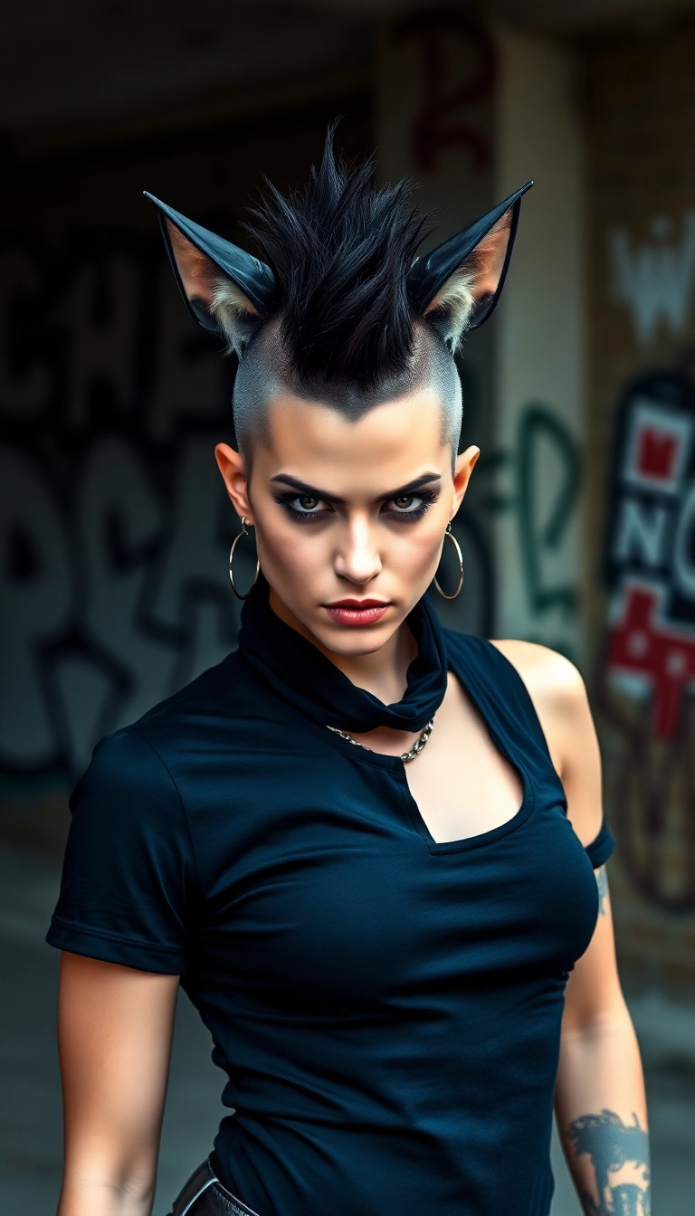 34 Cat Ears Hairstyles You’ll Want to Try ASAP (Your Friends Will Be Jealous!) - Edgy Cat Ear Mohawk