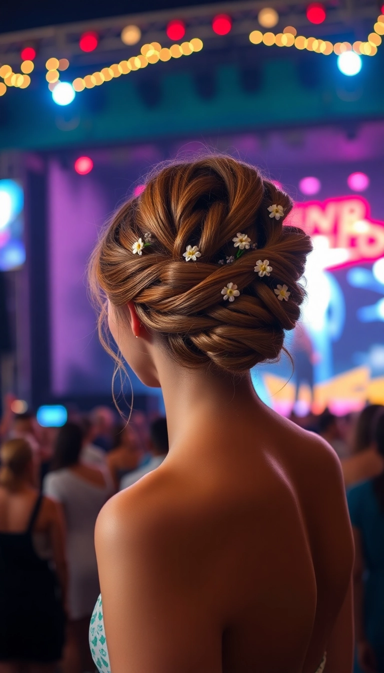 33 Bohemian Rapunzel Hairstyles to Rock at Your Next Festival (You’ll Stand Out!) - 21. Dreamy Updo with Twists