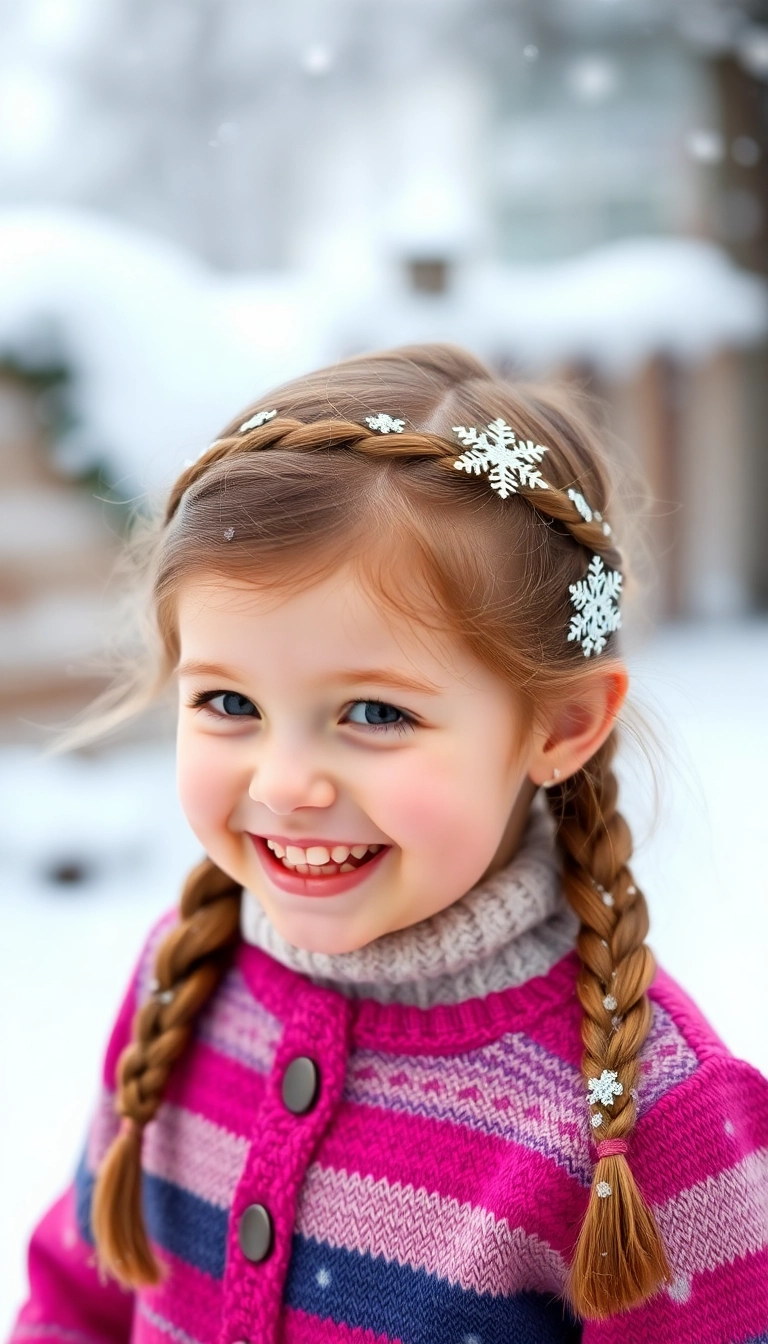 38 Adorable Christmas Hairstyles for Kids That Will Steal the Show! (You Won't Believe #16!) - 13. Frosty Hair Accessories