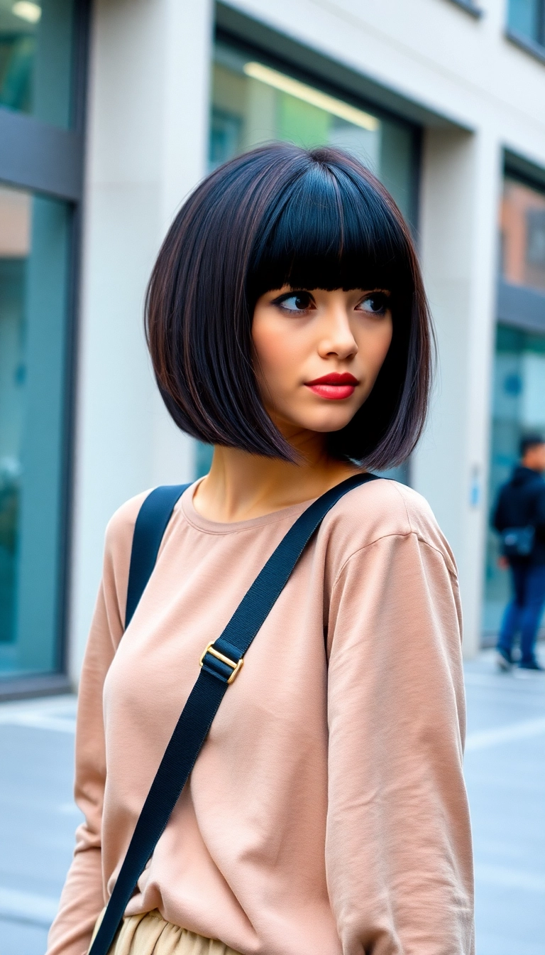 38 Grandma Hairstyles That'll Make You Feel Like a Timeless Beauty! - Sleek Bob with Bangs