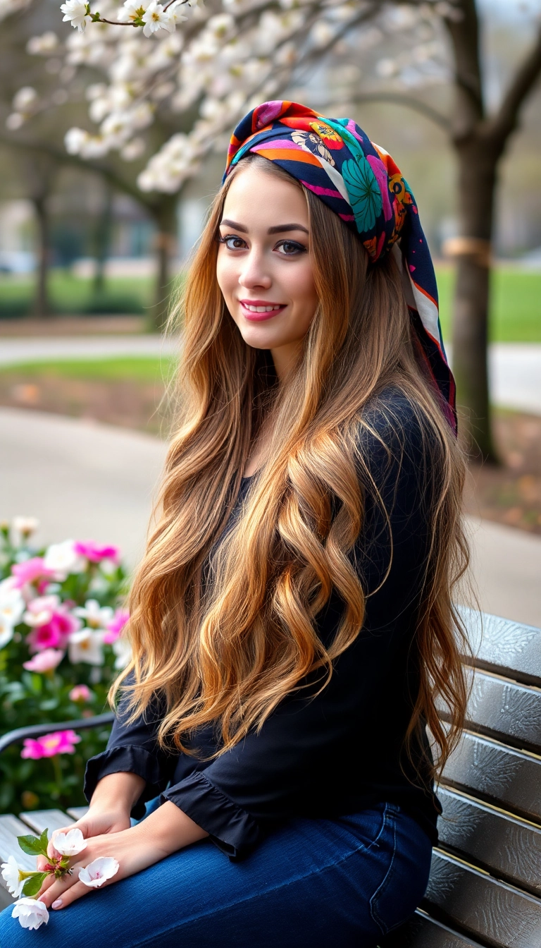 38 Grandma Hairstyles That'll Make You Feel Like a Timeless Beauty! - Soft Waves with a Headscarf