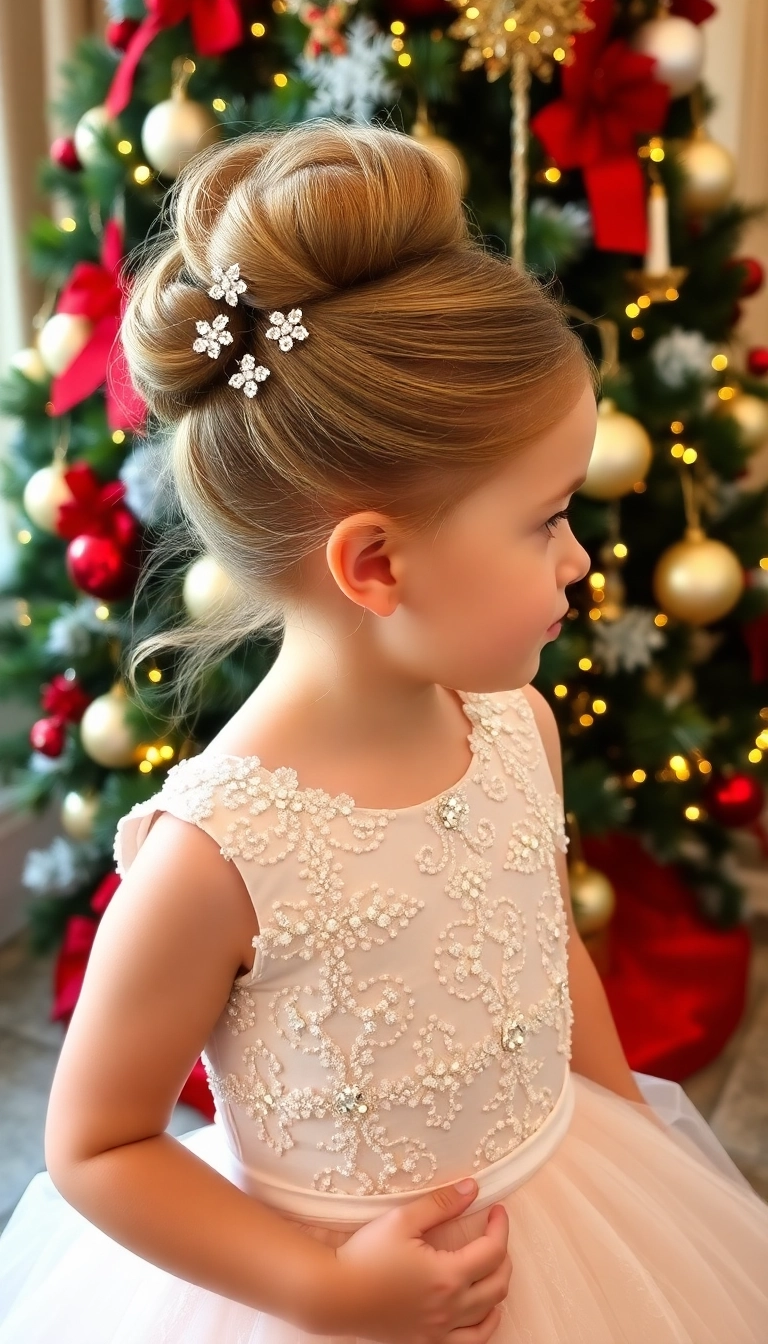 38 Adorable Christmas Hairstyles for Kids That Will Steal the Show! (You Won't Believe #16!) - 21. Elegant Holiday Updo